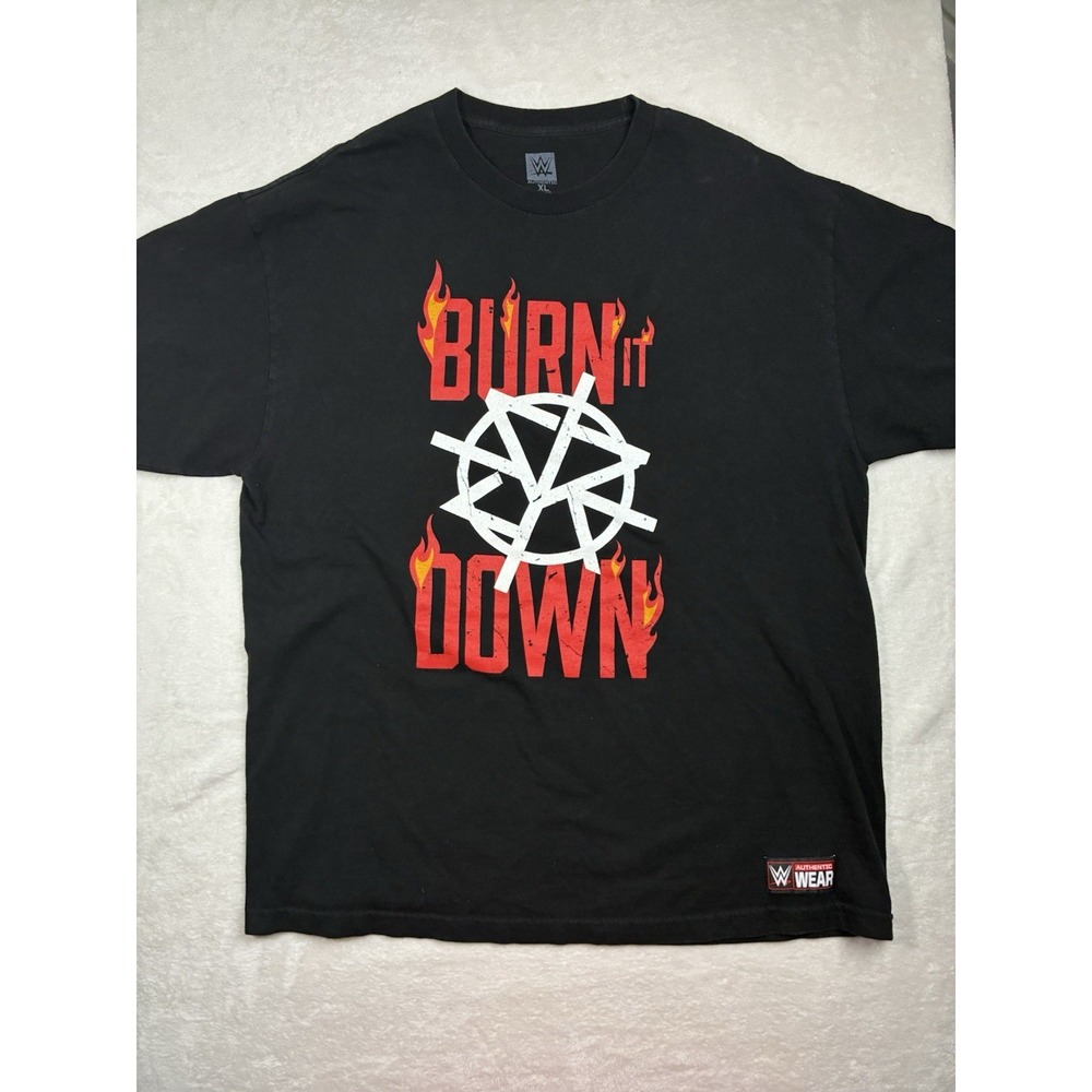 WWE Seth Rollins Burn It Down Black Graphic T-Shirt Mens XL Wrestling Tee